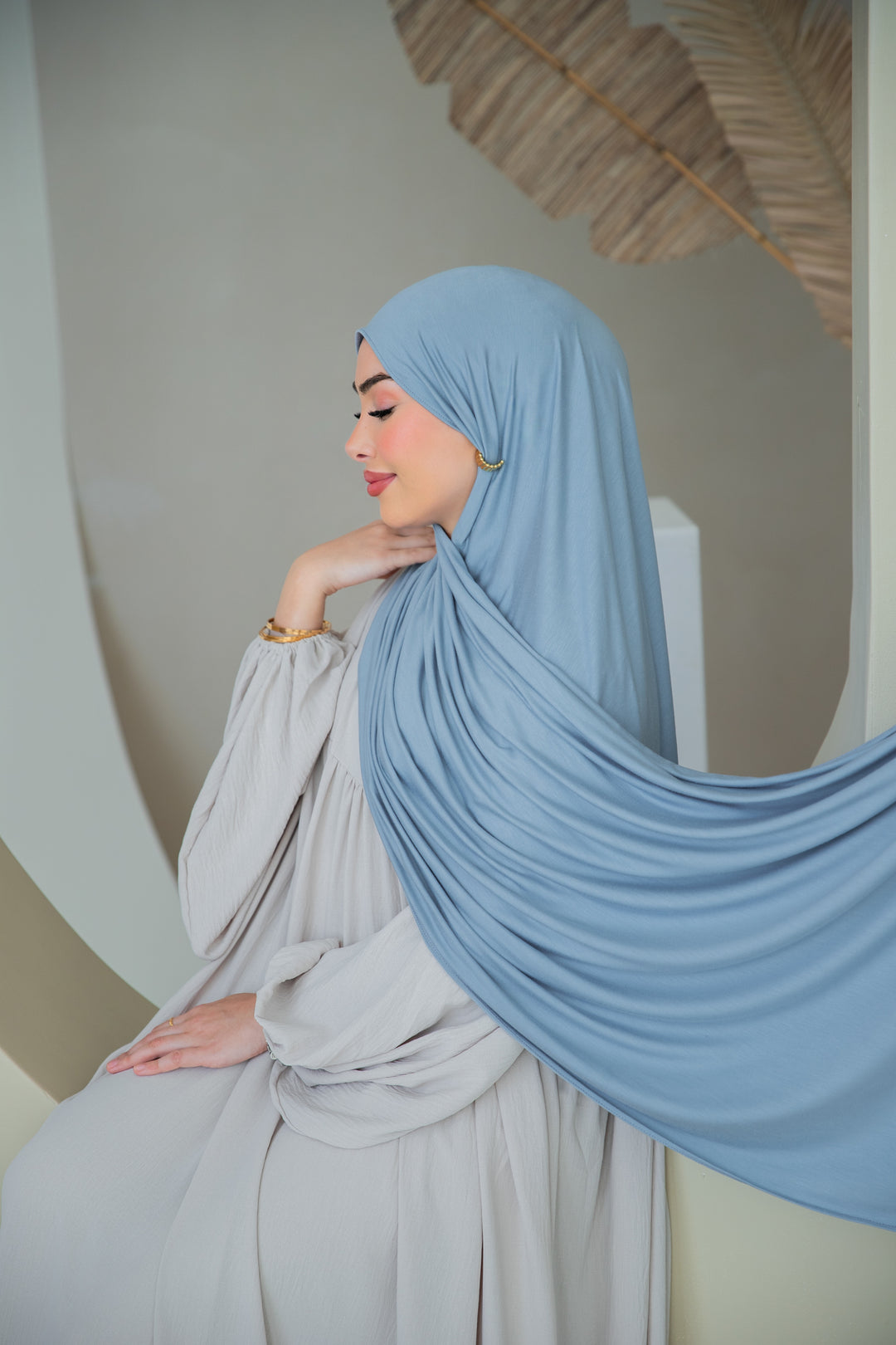 Premium Jersey Hijab in Hellblau