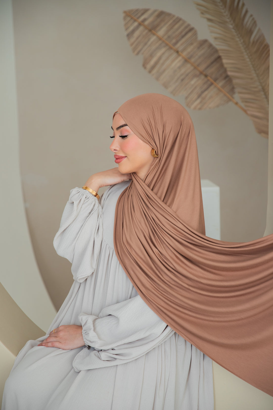 Premium Jersey Hijab in Camel