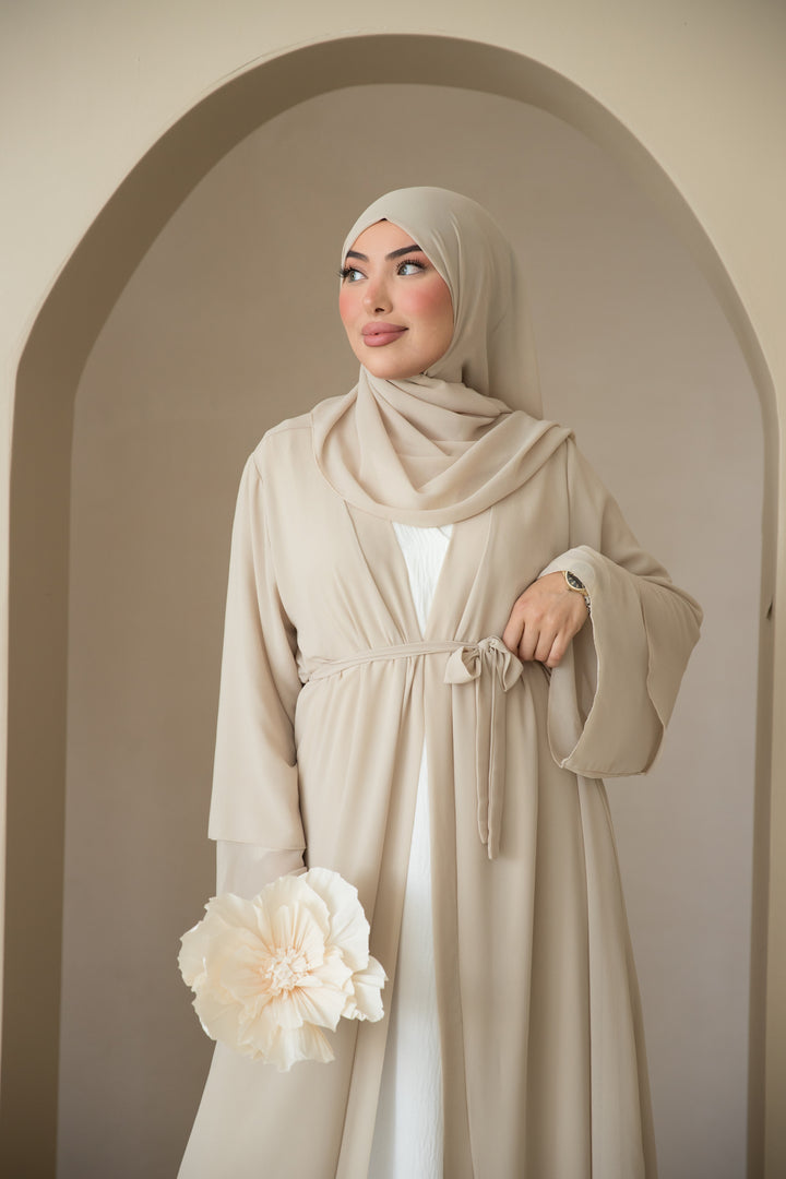 Yara Kimono Set mit Raffungen in Beige