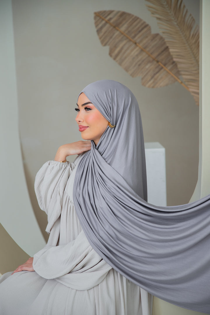 Premium Jersey Hijab in Grau