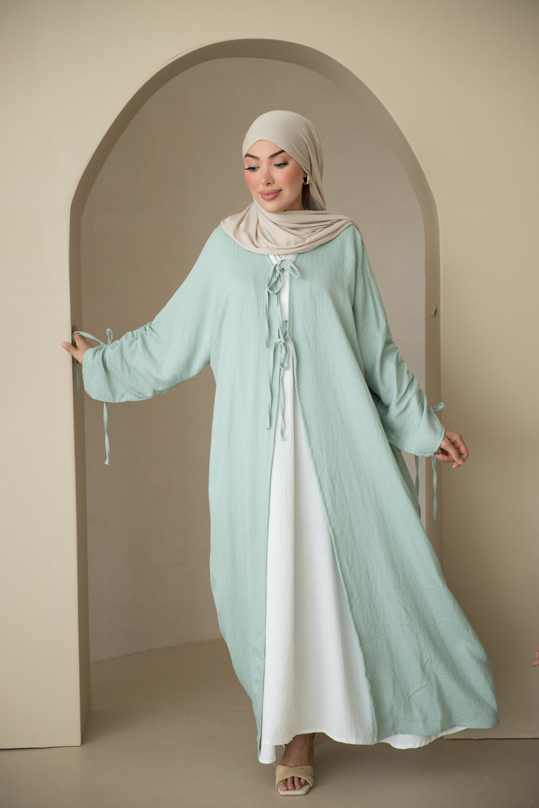 Kiraz Kimono mit Schnürungen in Mint