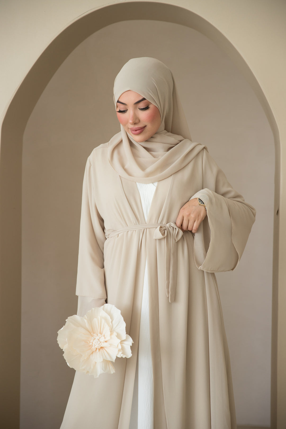 Yara Kimono Set mit Raffungen in Beige