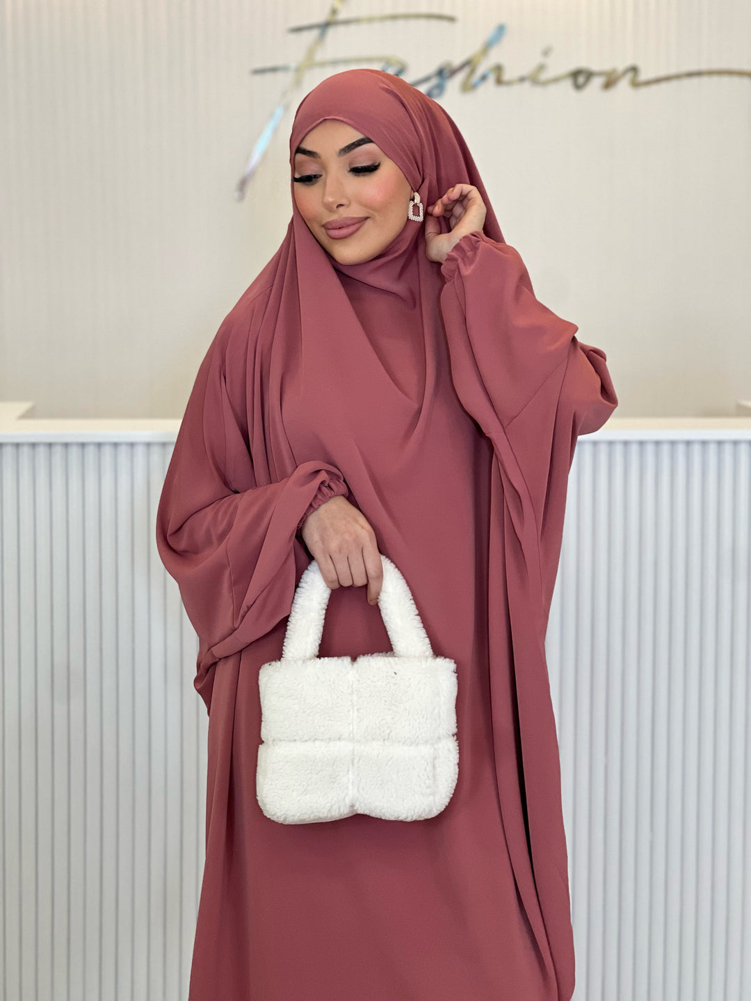 Medina Jilbab Set in Dusty Rose