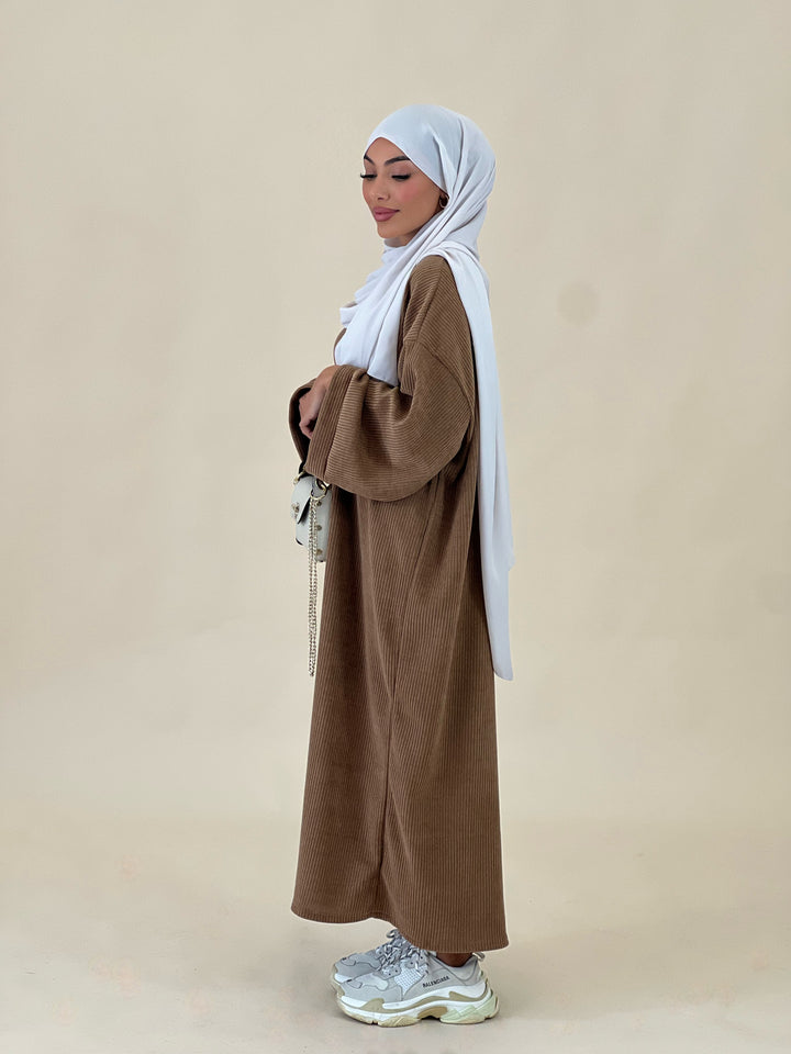 Farah Cord Abaya in Camel