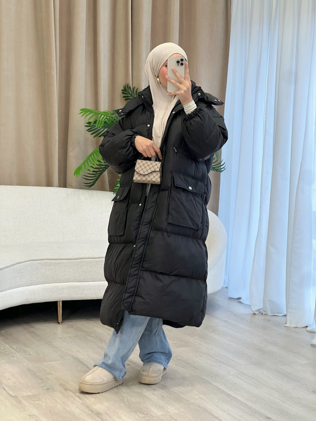 Eve Oversized Parka in Schwarz