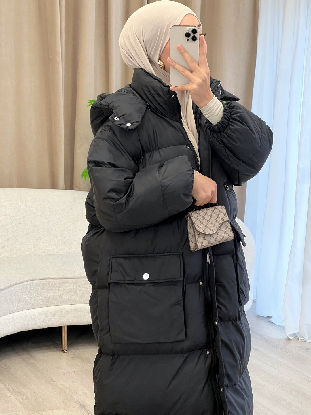 Eve Oversized Parka in Schwarz