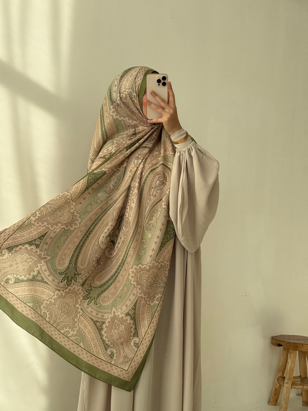 Soft Bohéme Hijab in Olive Harmony