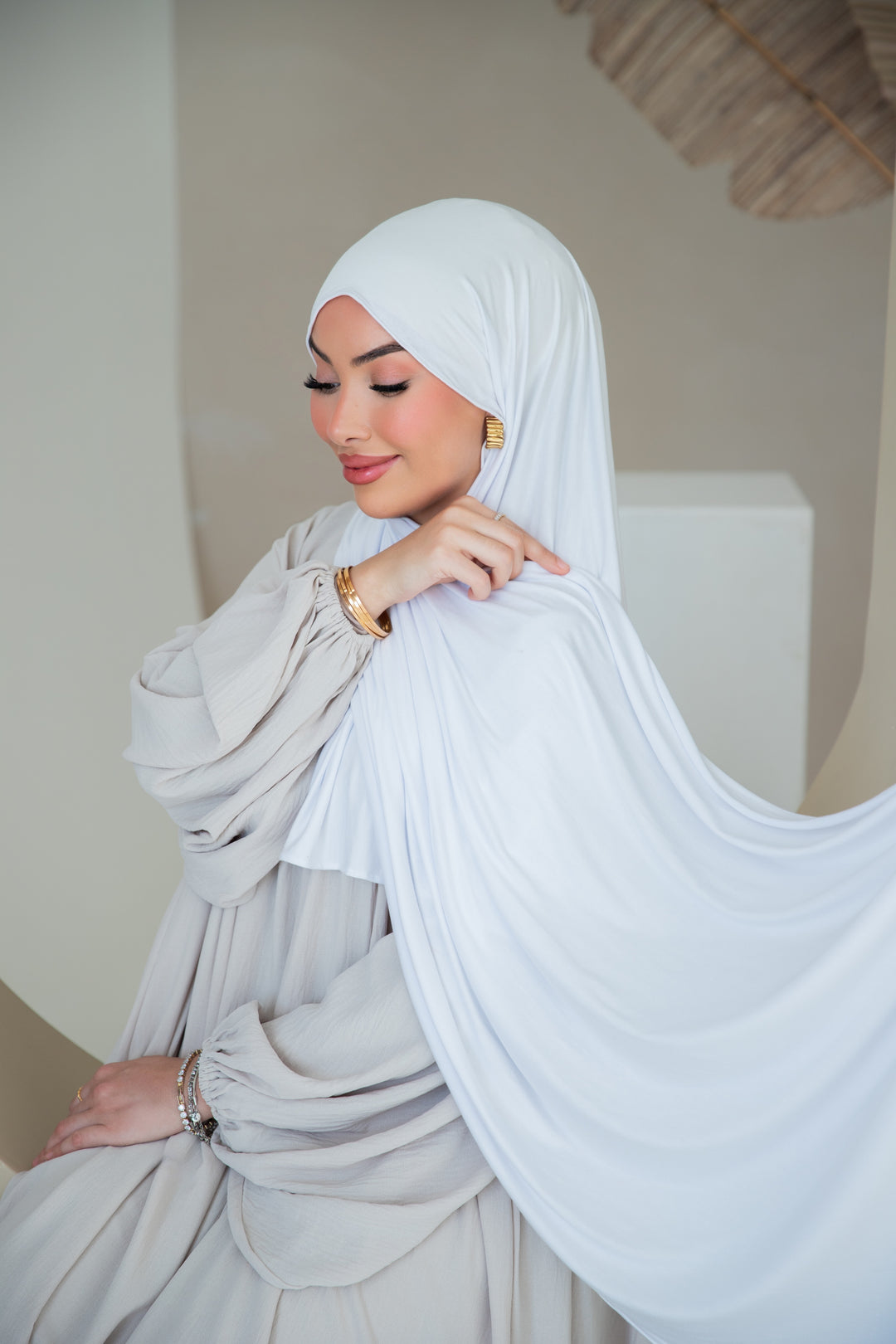 Premium Jersey Hijab in Weiß