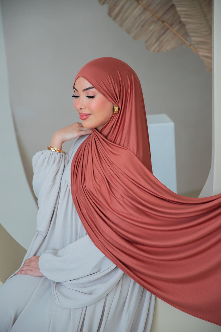 Premium Jersey Hijab in Terrakotta