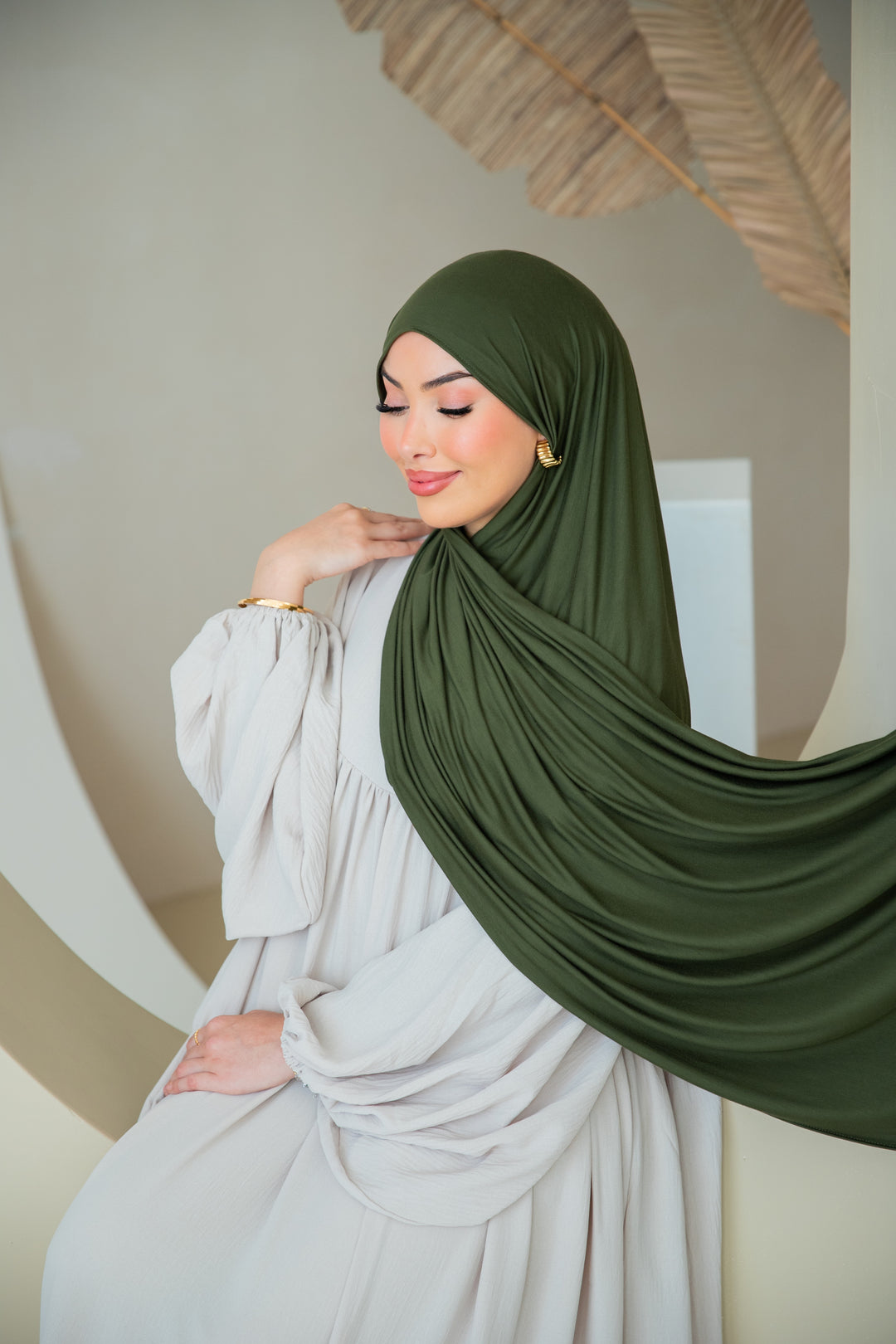 Premium Jersey Hijab in Khaki