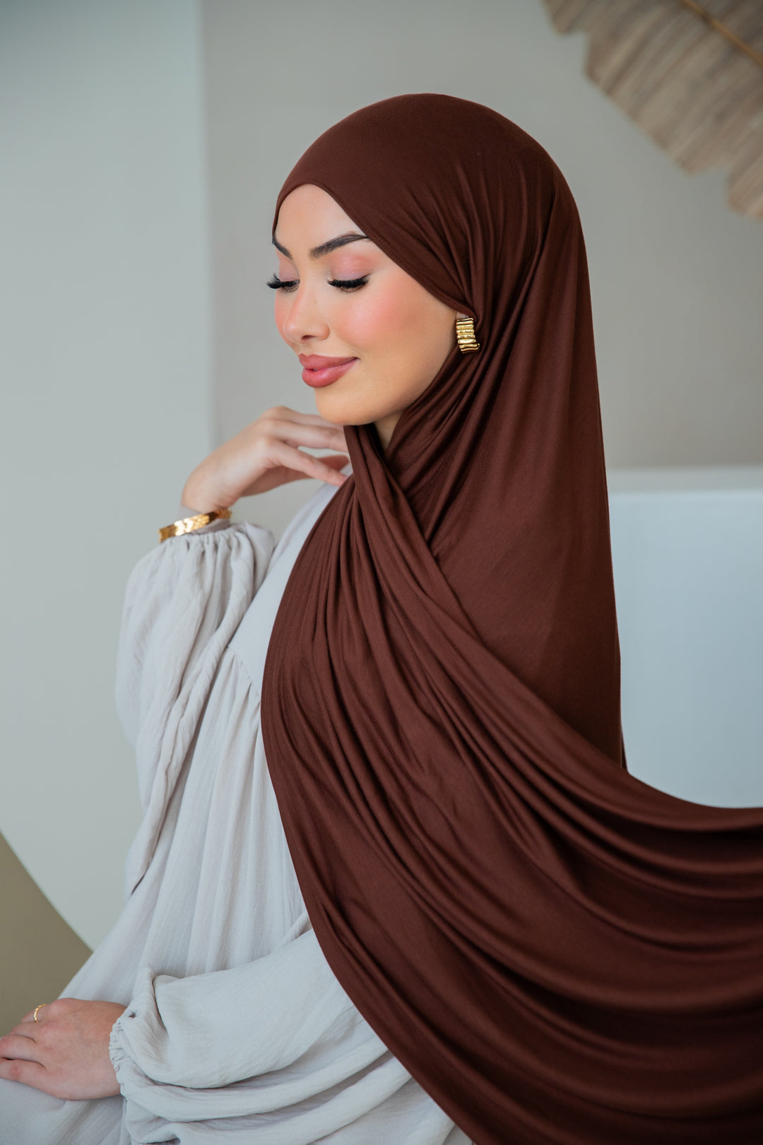 Premium Jersey Hijab in Dark Brown