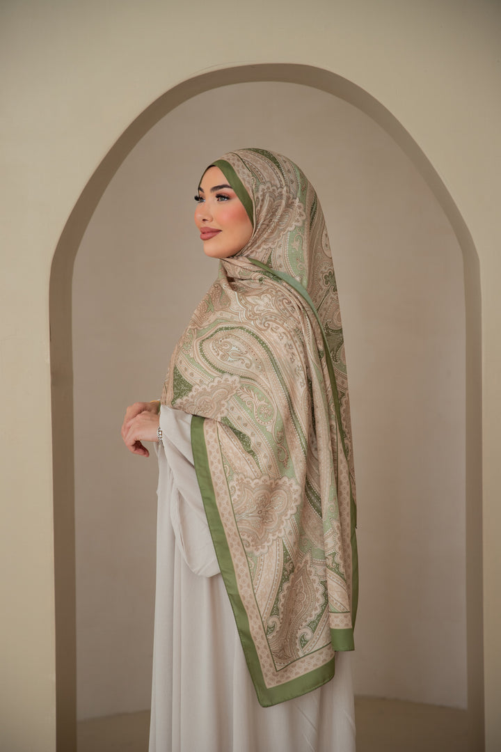 Soft Bohéme Hijab in Olive Harmony