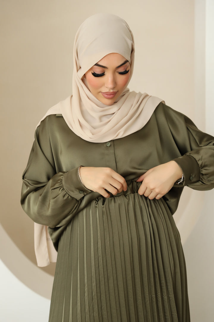 Roya Satin-Set in Khaki