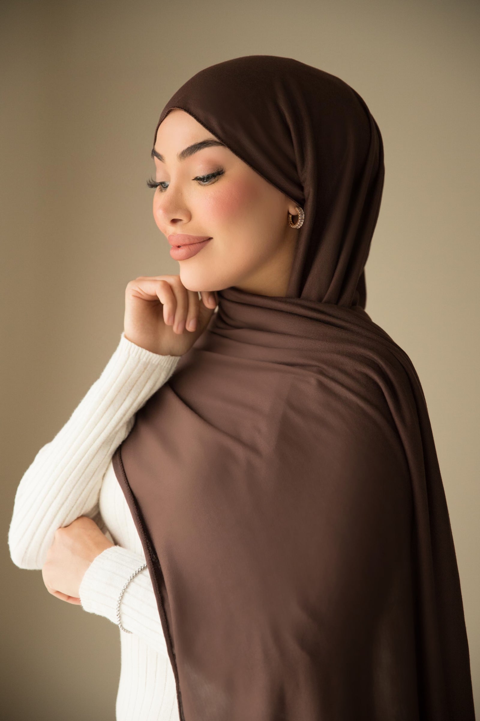 Premium Jersey Hijab in Dark Brown