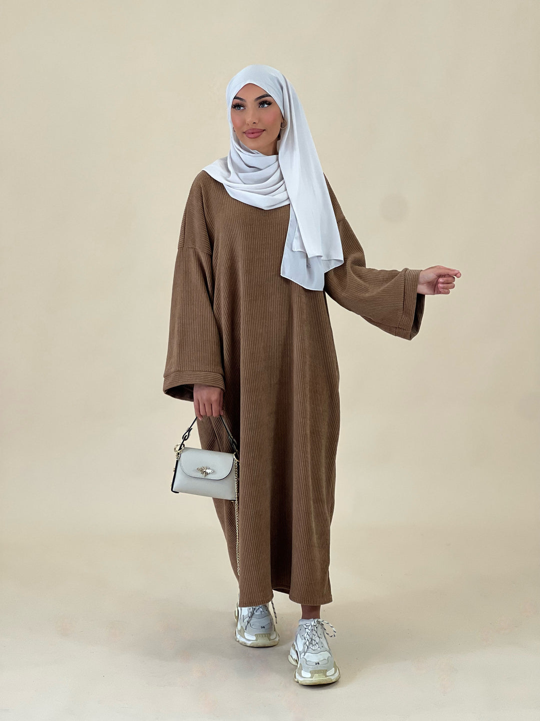 Farah Cord Abaya in Camel