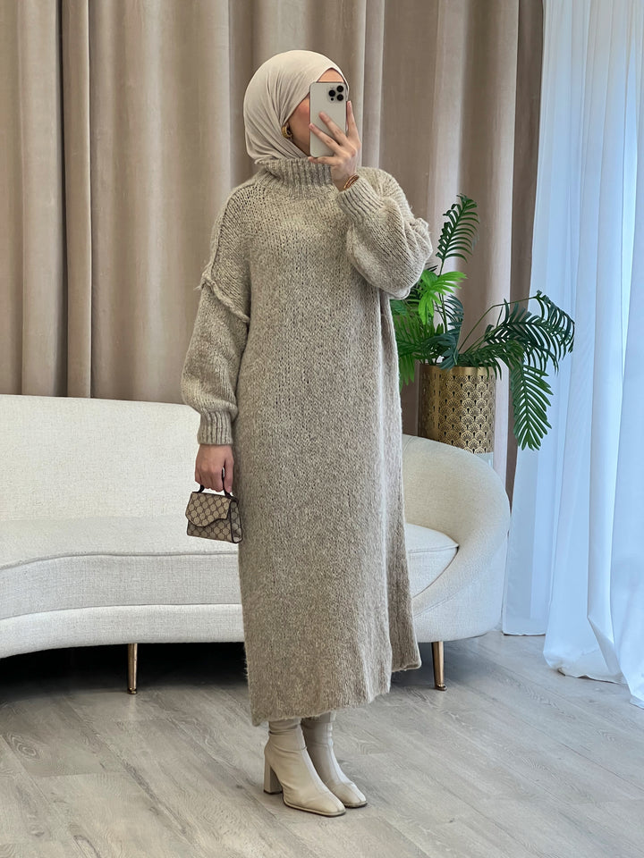 Tara Woll-Kleid in Taupe