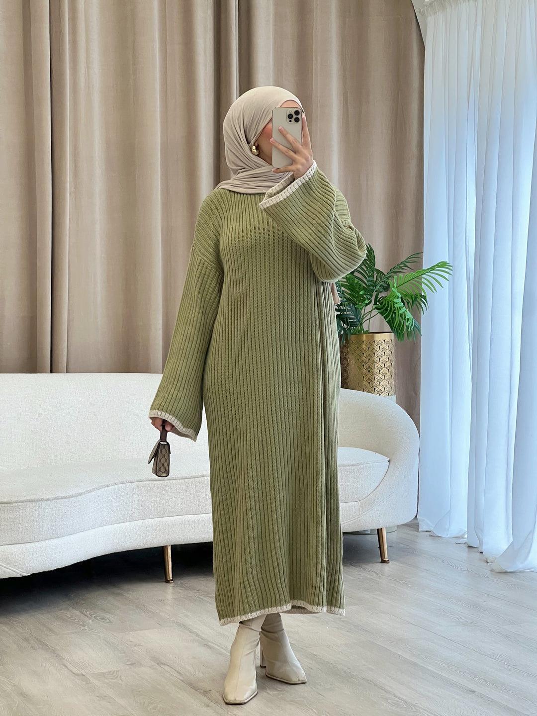 Sweety Strick Pulloverkleid in Pistachio