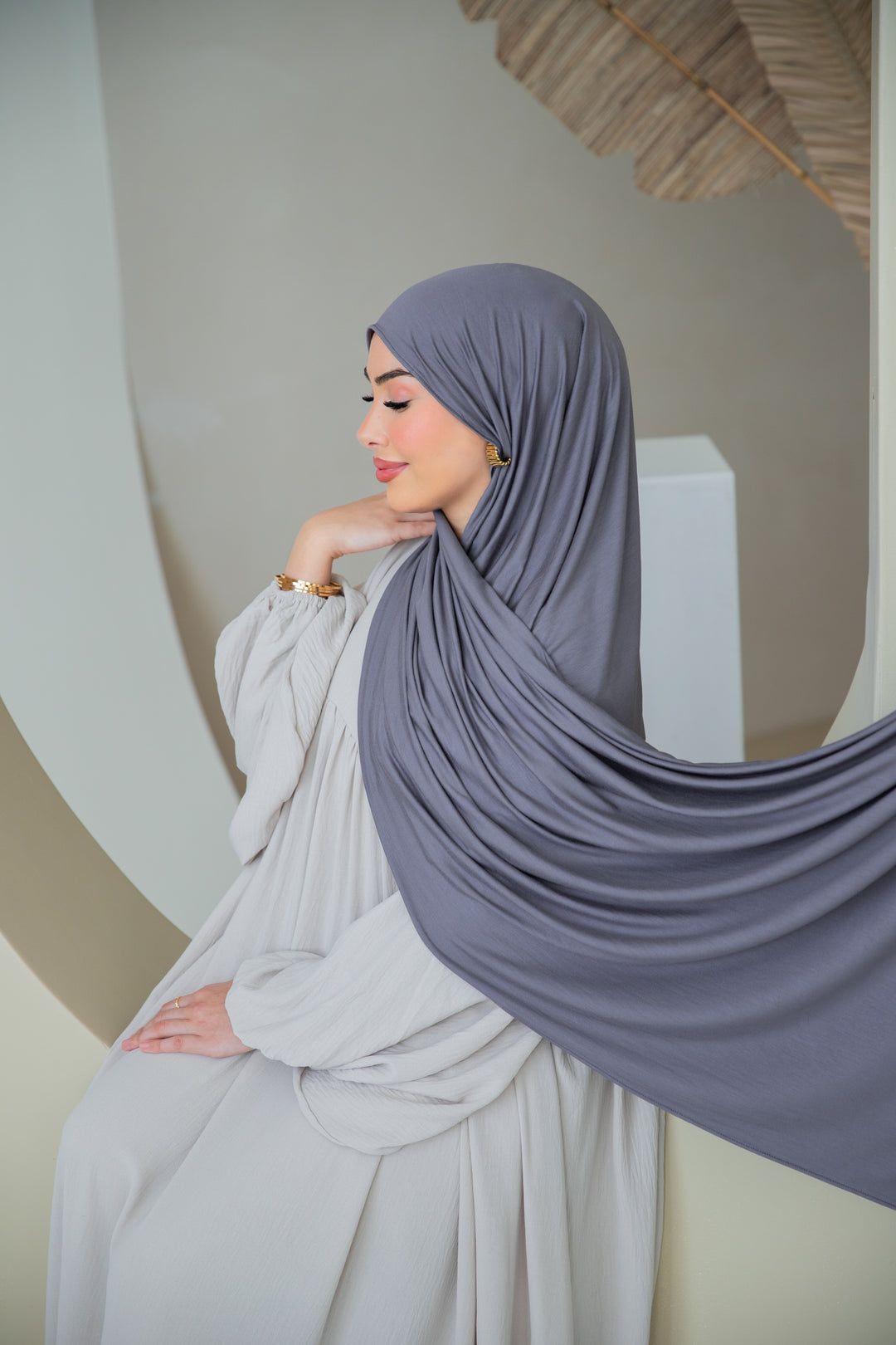 Premium Jersey Hijab in Lavendelgrau