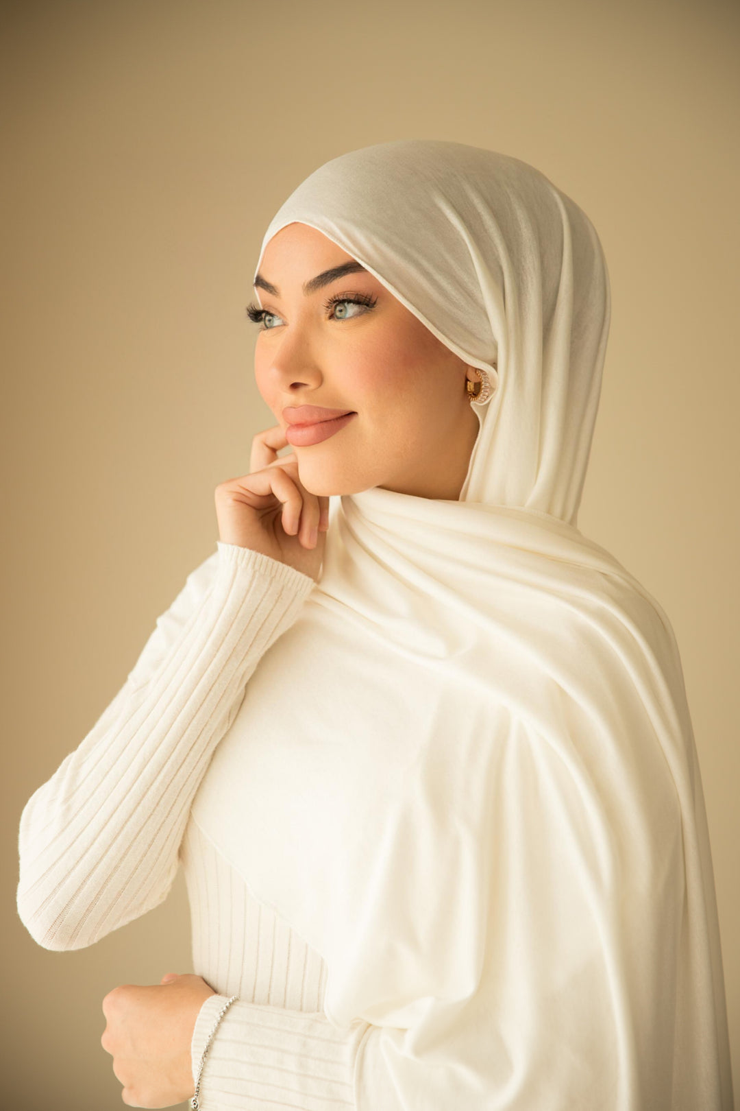 Premium Jersey Hijab in Light Creme