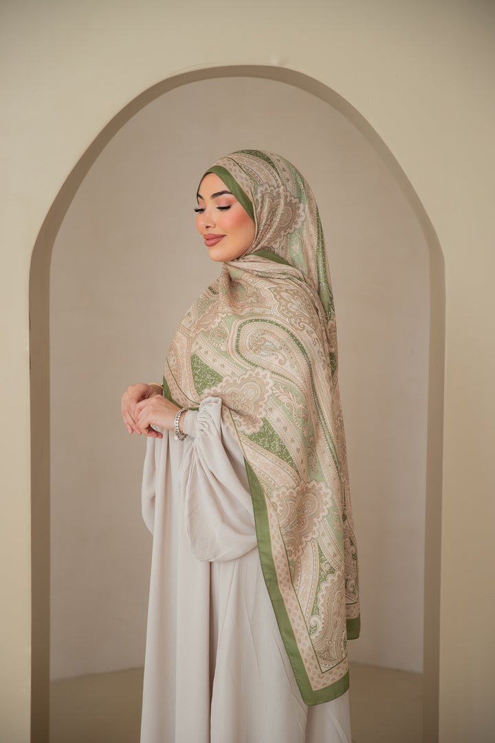 Soft Bohéme Hijab in Olive Harmony