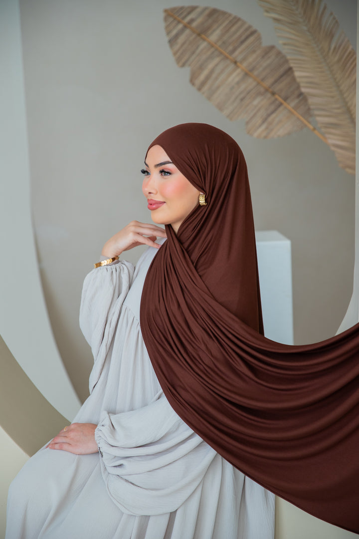 Premium Jersey Hijab in Dark Brown