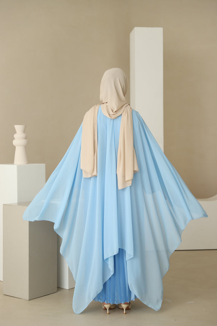 Dunya Plissee Abaya mit Cape in Blau