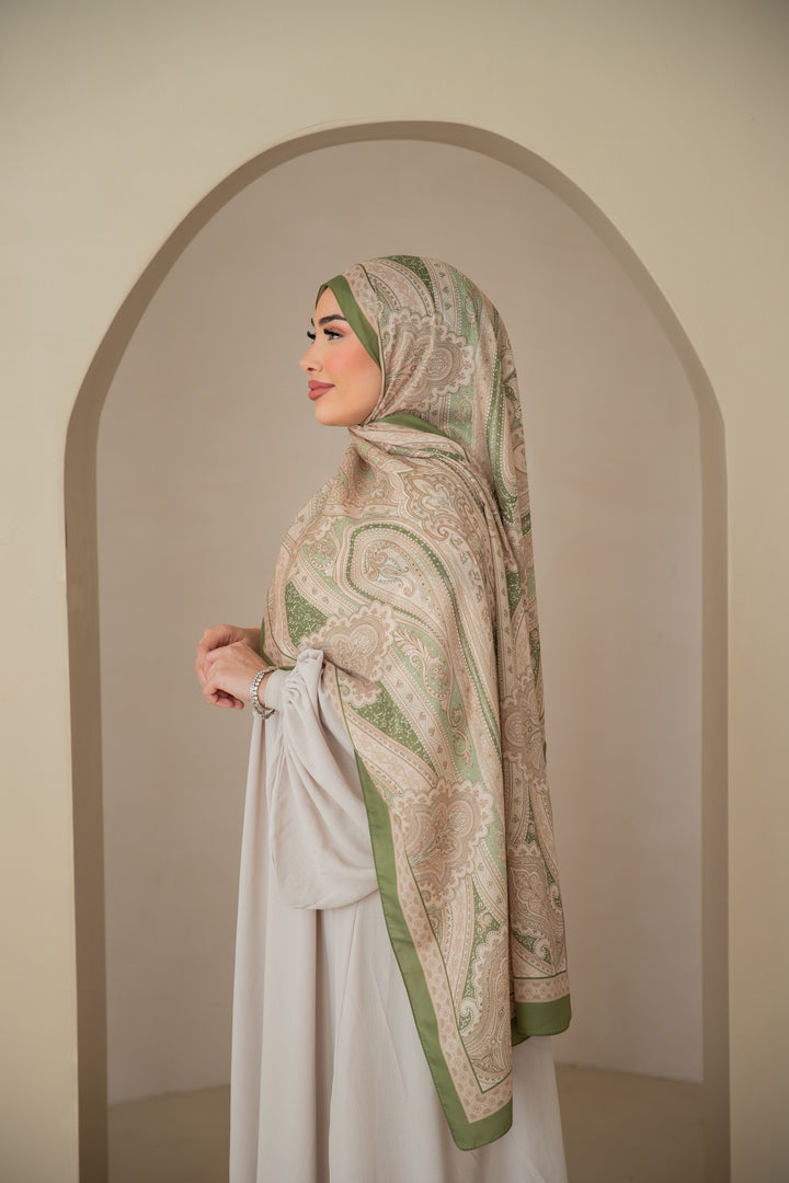 Soft Bohéme Hijab in Olive Harmony