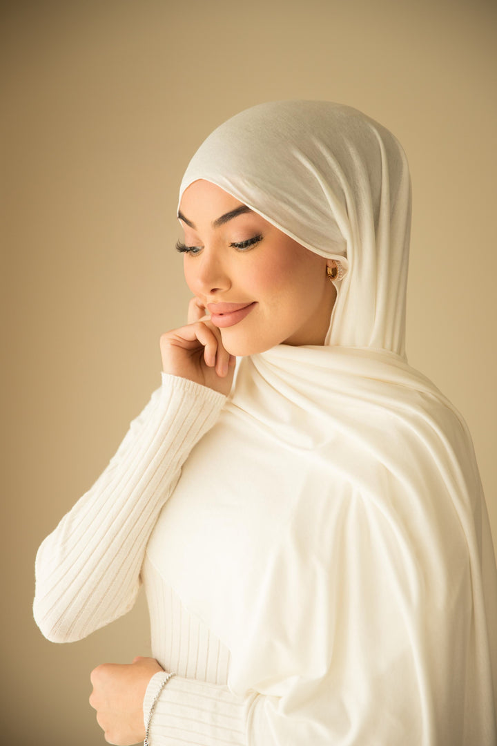 Premium Jersey Hijab in Light Creme