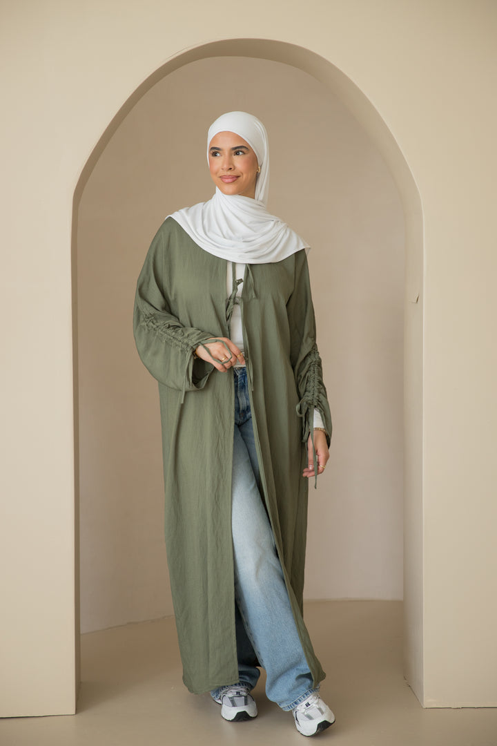 Kiraz Kimono mit Schnürungen in Khaki