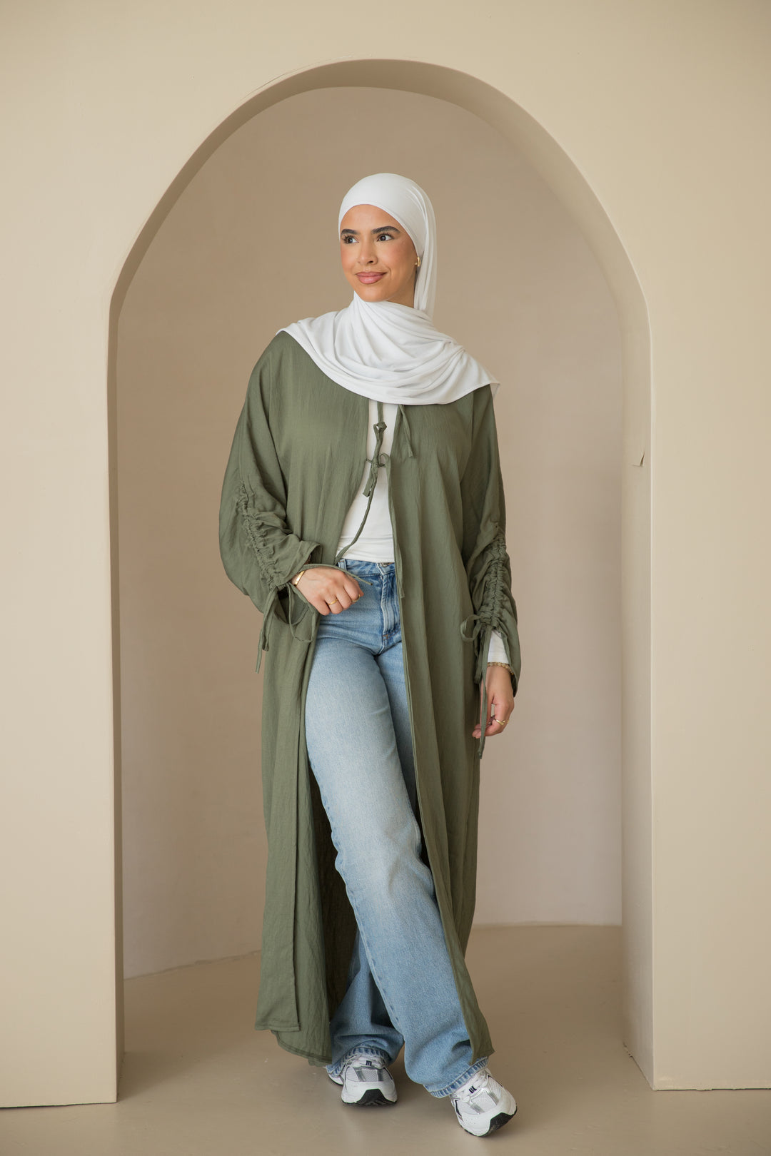 Kiraz Kimono mit Schnürungen in Khaki