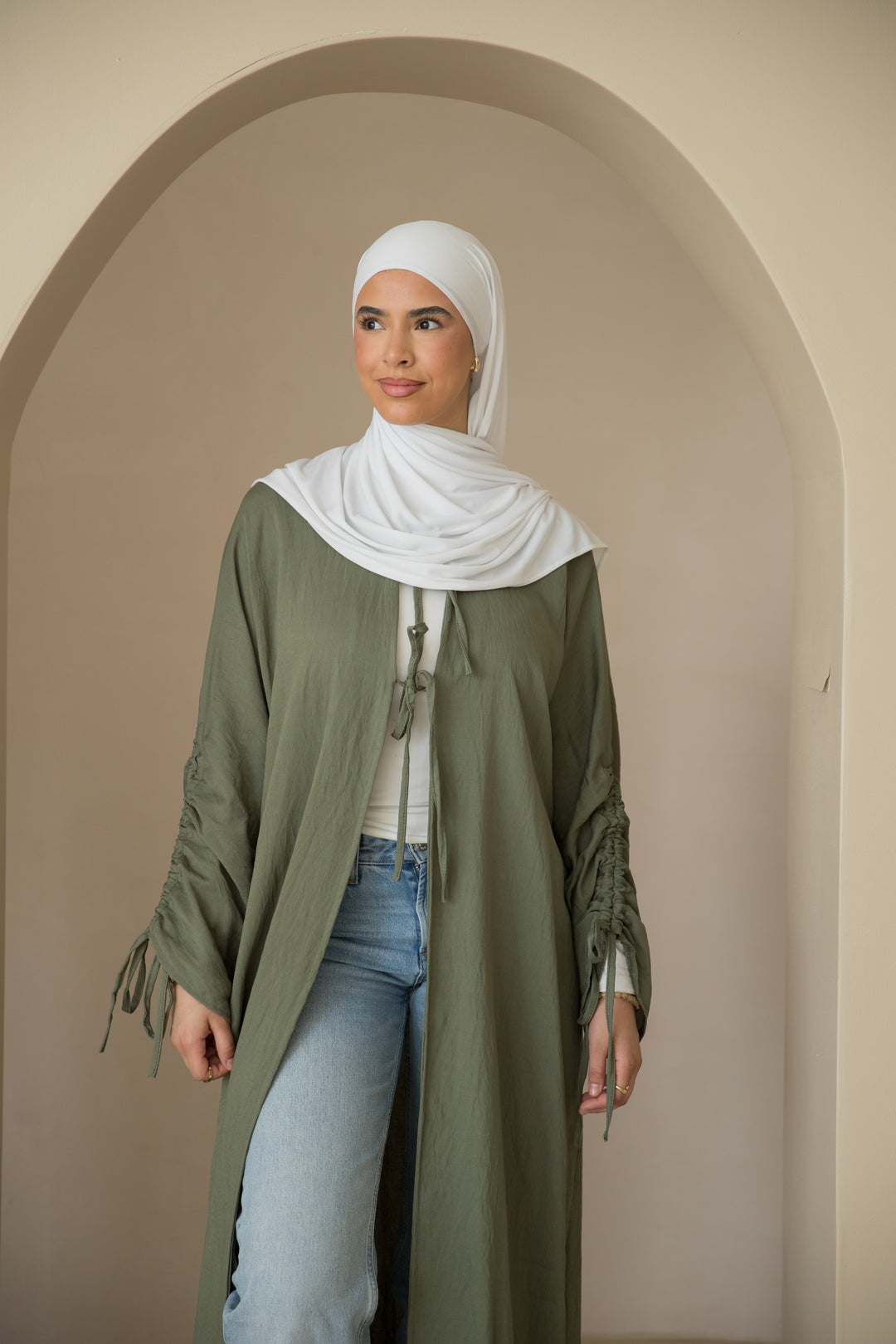 Kiraz Kimono mit Schnürungen in Khaki